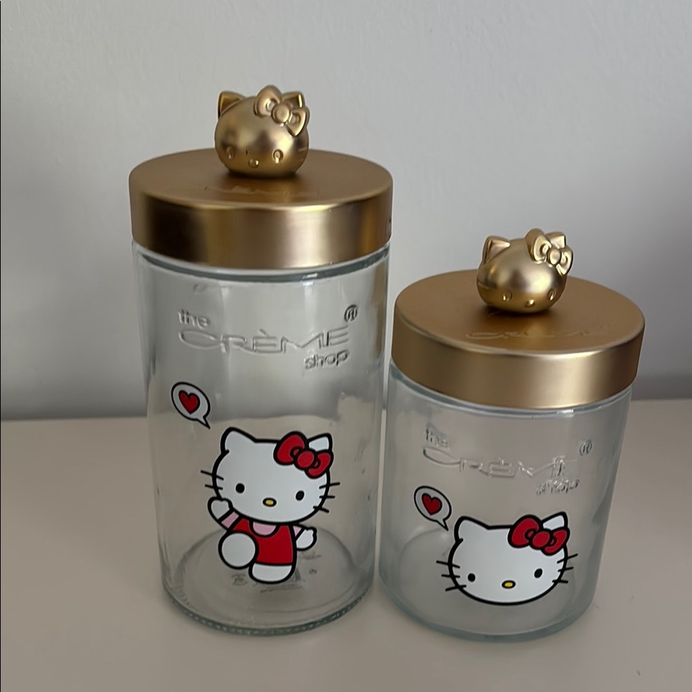 Hello Kitty Glass Jars with Gold Lids